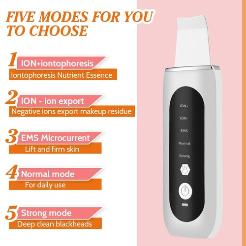 Ultrasonic Skin Scrubber EMS Microcurrent Face Lifting